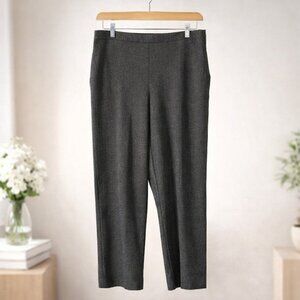 Alfred Dunner Gray Herringbone Dress Pants Size 14 Pull-On Stretch Pockets
